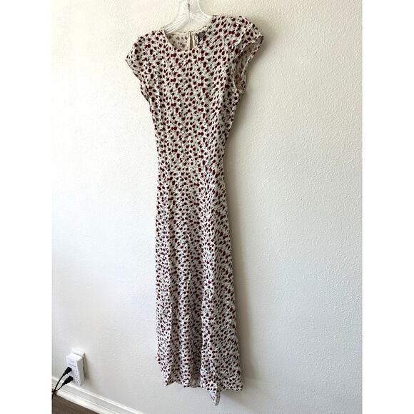 Reformation Ivory Floral Print Round Neck Cap Sleeve Open Back Maxi Dress 0 - Picture 6 of 16